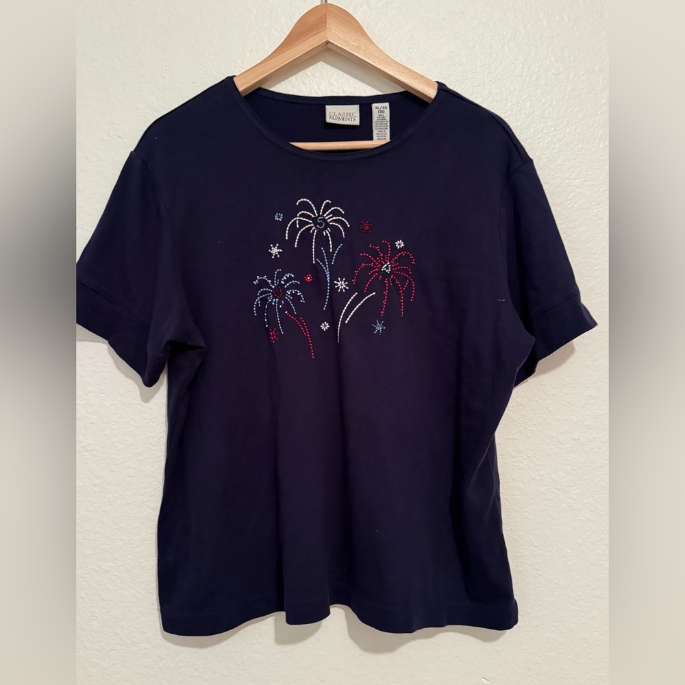 Navy T-Shirt with Firework Design